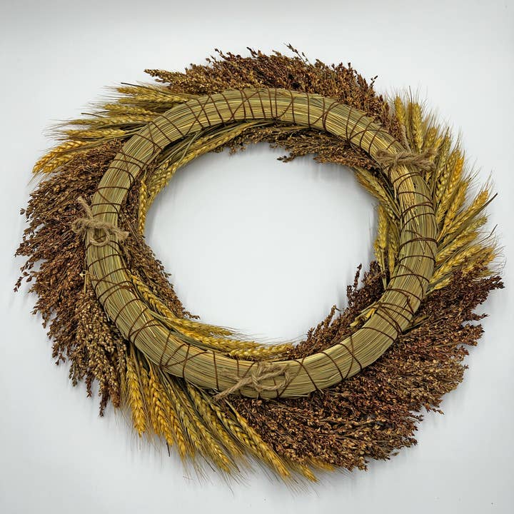 2626 Designs - Wholesale Wreath - Fall Autumn Wreath - Real Dried Preserved Wheat and Sorghum5