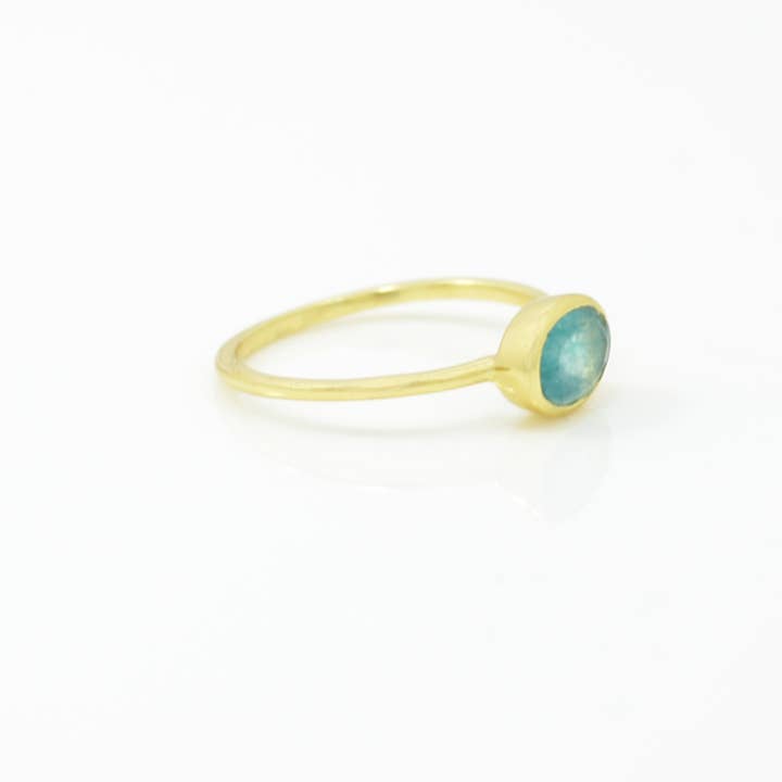 Schmuckoo Berlin - Wholesale Single Stone/Solitaire Ring - Oval Gemstone Ring Gold Silver - Blue Apatite (3 Pieces)