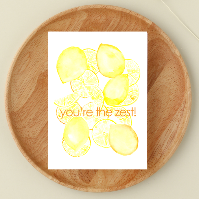 Maria DeVito Palmer Designs LLC - Wholesale Love Card - You're the Zest | A2 Watercolor Card0
