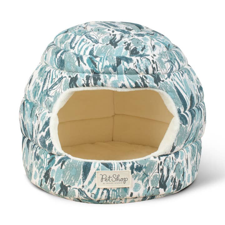 PASTEL FLORAL SOFT TEAL PET BED HUT for wholesale by Petshop by Fringe Studio
