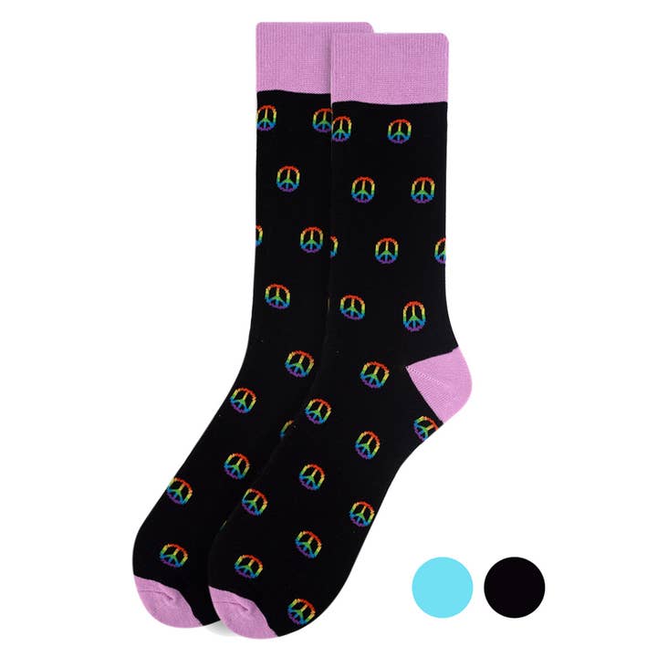 Selini New York - Wholesale Socks - Men's - Men's Peace Sign Novelty Socks - NVS1901