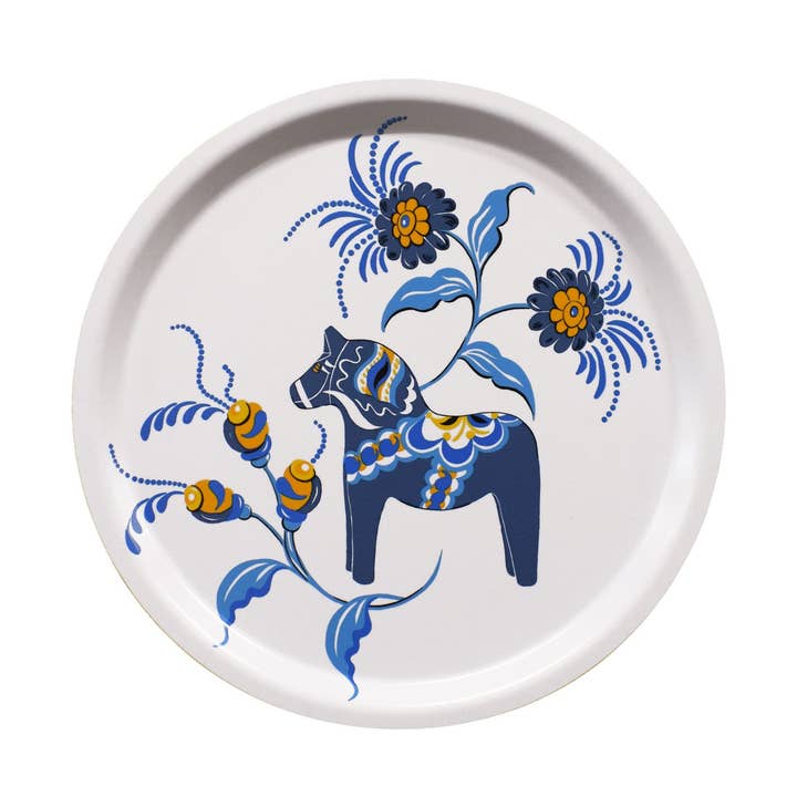 Plateau Rond Bleu Leksand pour la vente par Arvidssons Textil