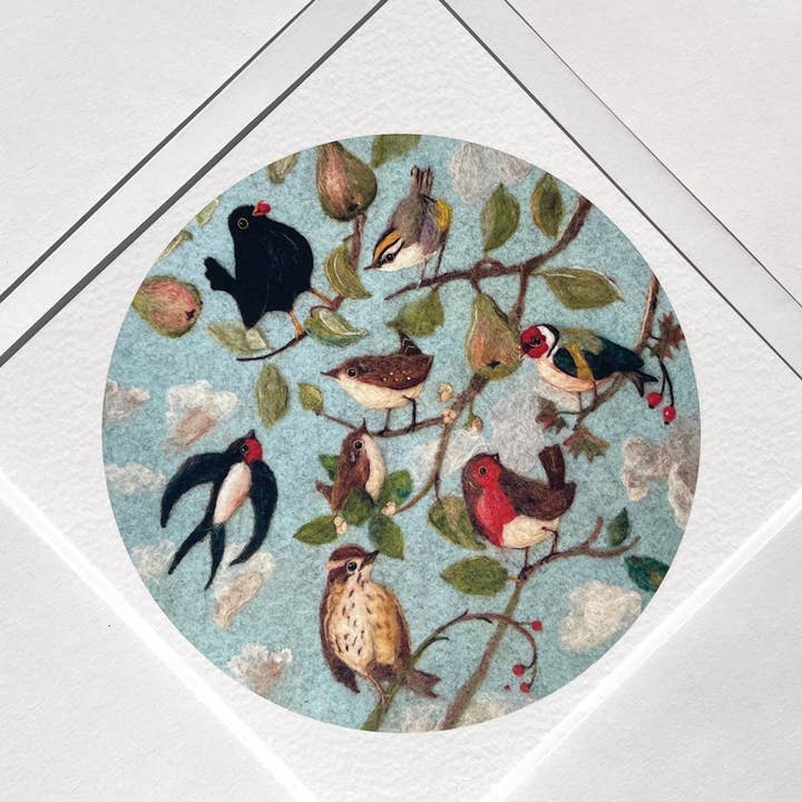 Sweet Liberty Belle - Wholesale Everyday Greeting Card - Garden birds Greeting Card - Print of felt artwork1