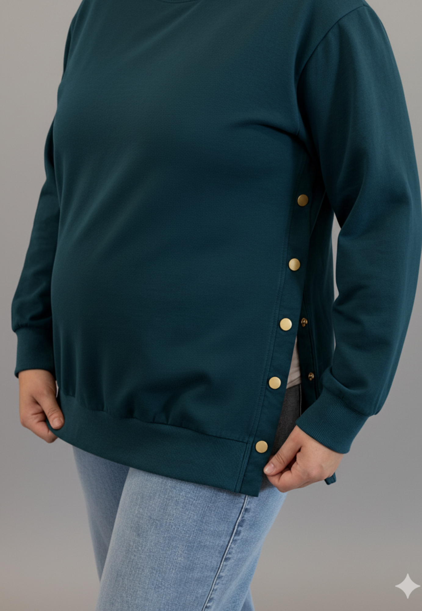 Ella Bella Maternity - Wholesale Sweatshirt - Maternity - Sienna Maternity and Nursing Crewneck Sweatshirt -Adjustable Side Buttons0
