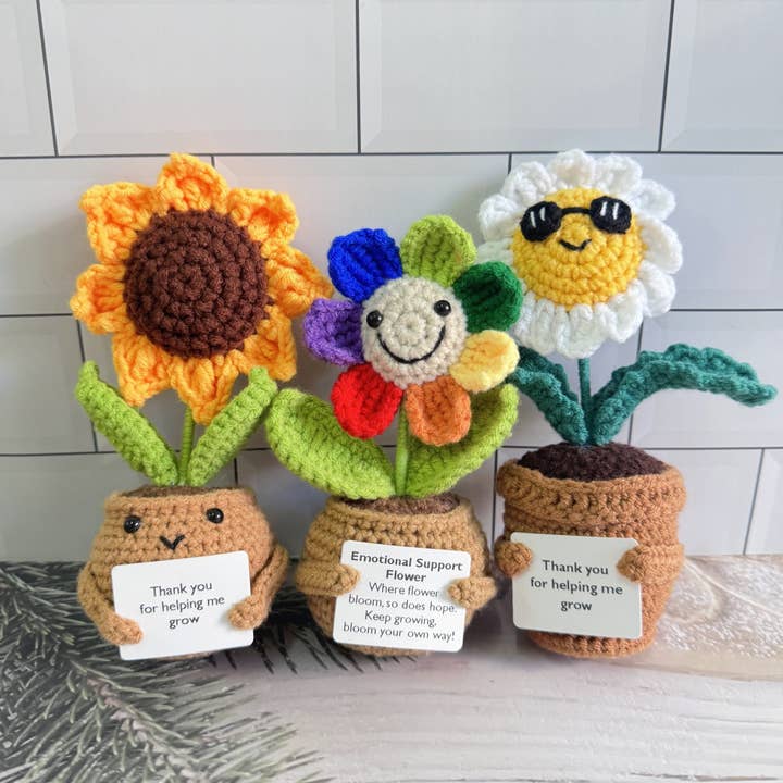 Anh2 LTD - Wholesale Keychain - Women's - Crochet Emotional Support Sunflower/Daisy/Rainbow Flower