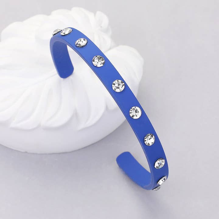 Sensibling Corp. - Wholesale Cuff Bracelet - Round Stone Embellished Colored Cuff Bracelet3