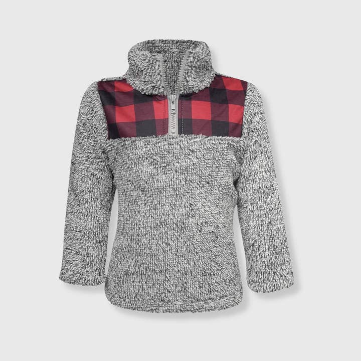 Sherpa Gray Plaid Pullover Kids for wholesale by ILTEX Apparel