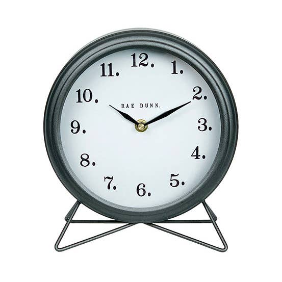 DesignStyles Home - Wholesale Desk Clock - Rae Dunn Metal Circular Mantel Clock0