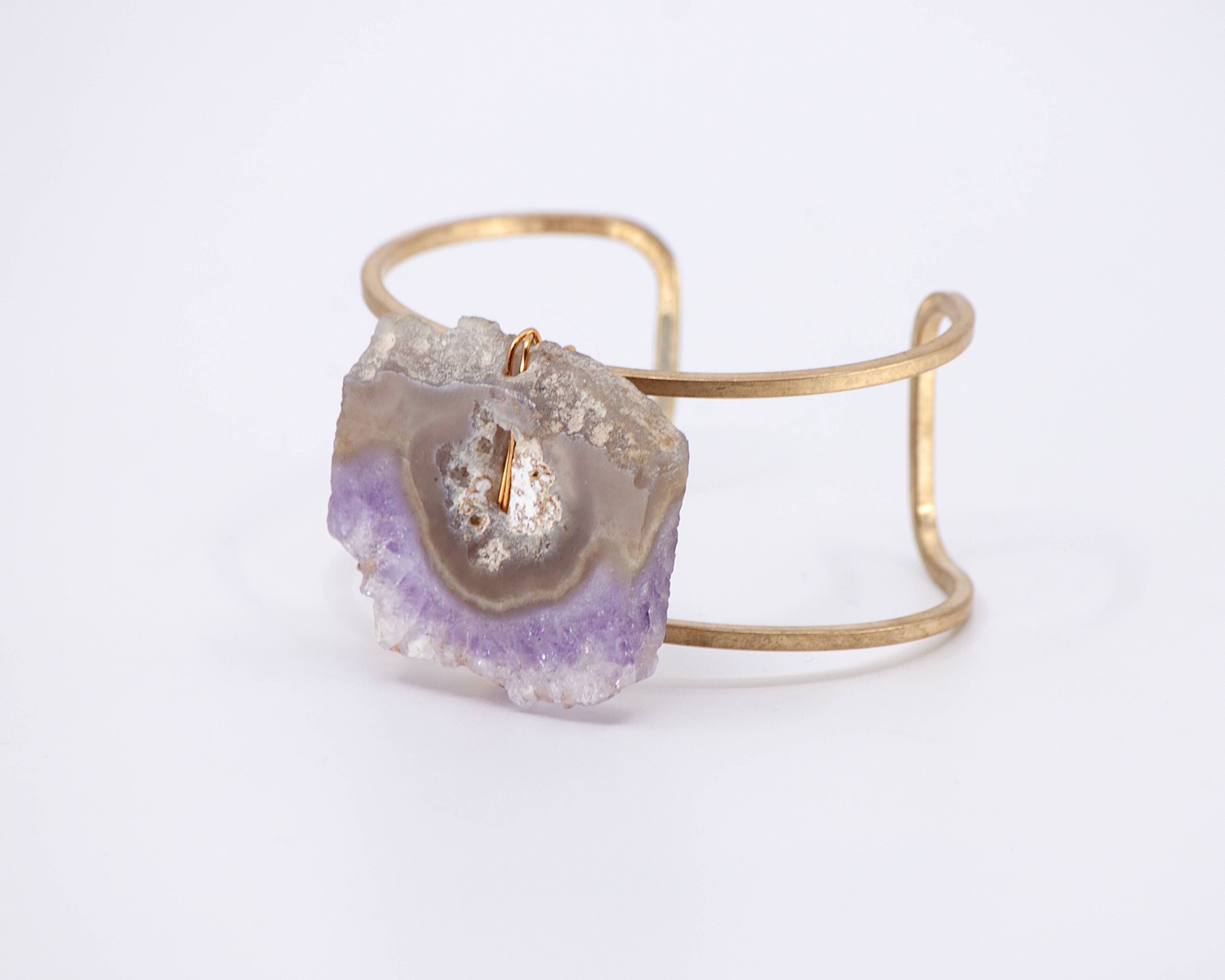 Sara Sela Jewelry - Wholesale Cuff Bracelet - Natural Amethyst Druzy and Brass Wire Wrapped Cuff Bracelet5