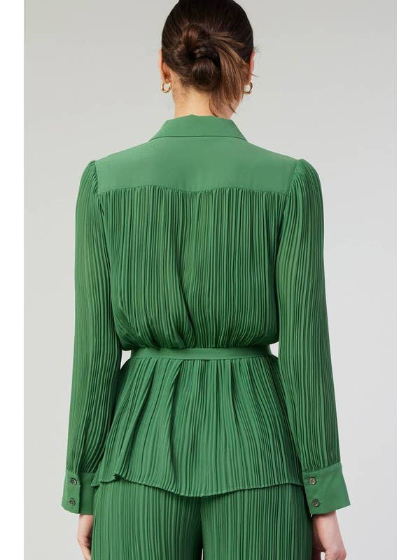 Current Air - Wholesale Button Down Shirt - Women's - All Over Pleated Button Down Shirts
