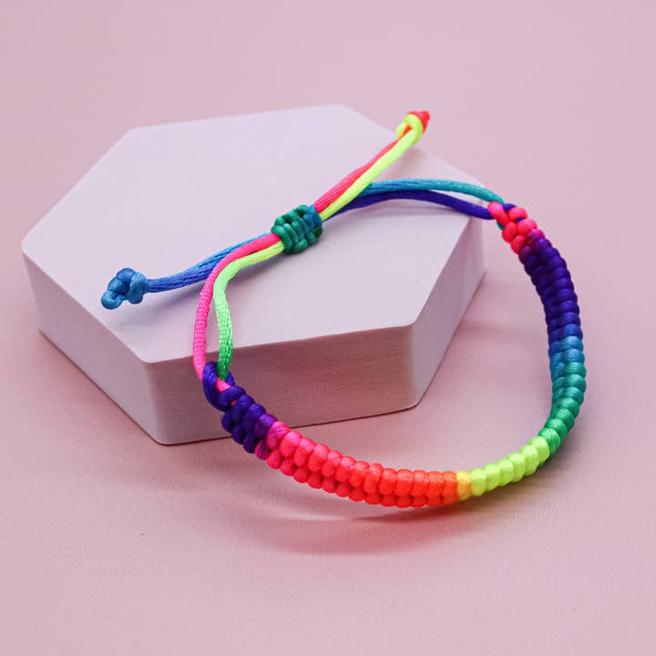 Natalia - Wholesale Woven/Braided Bracelet - Hand Braided Adjustable Rainbow Tie Dye Bracelet-PC