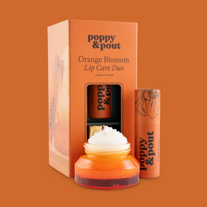 Poppy & Pout - Wholesale Lip Balm Set - Lip Care Duo, Orange Blossom0