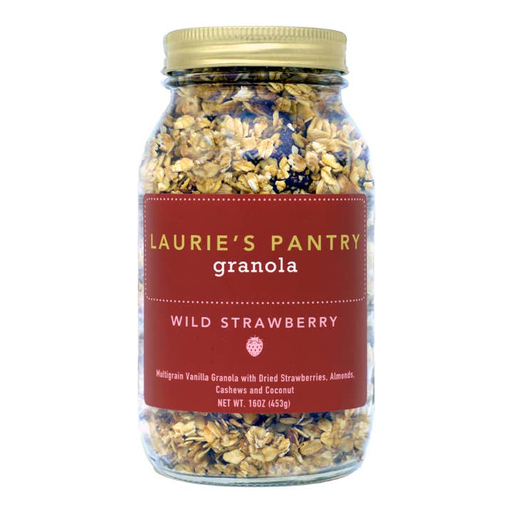 Wild Strawberry Granola (16 oz Jar) for wholesale by Laurie's Pantry