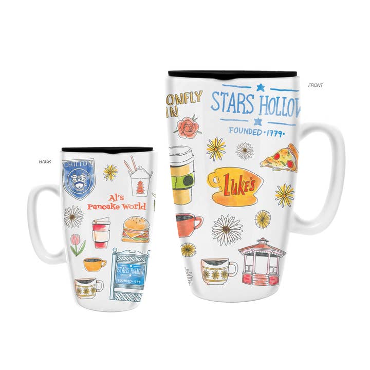 Gilmore Girls Stars Hallow 16oz Ceramic Travel Mug w Lid for wholesale by Silver Buffalo