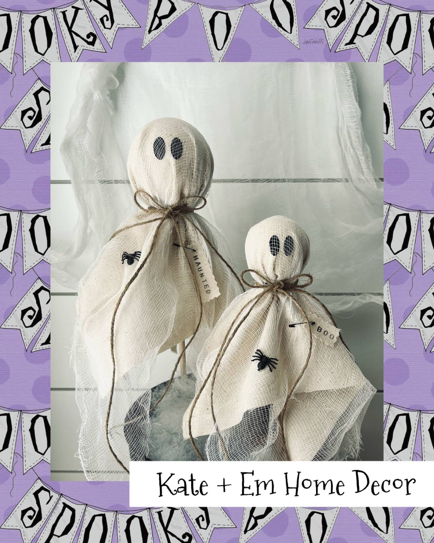 Kate + Em - Wholesale Decorative Tabletop Object - Rustic Primitive Halloween Ghost Home Decor-3 Sizes5