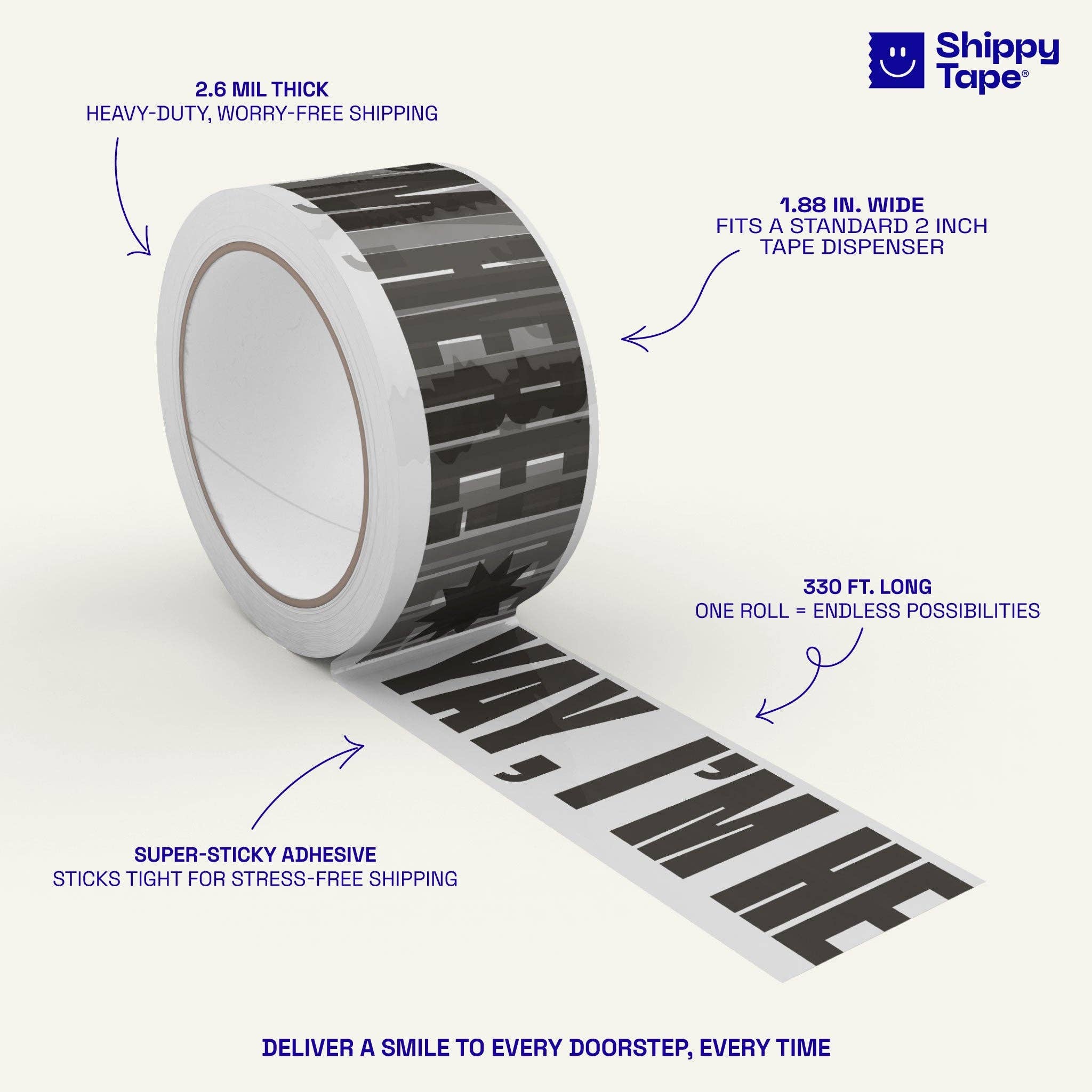 Shippy Tape – wholesale Tejp – Yay, jag är här! Frakttejp - Klar/Svart3