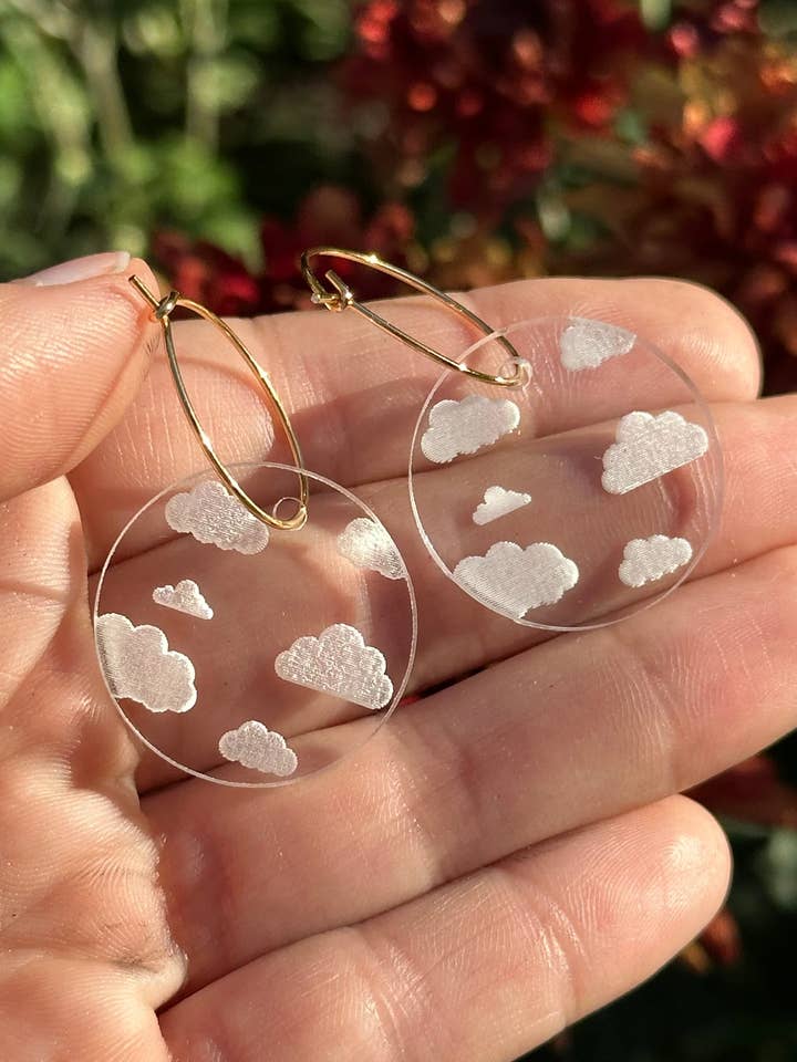 Clear Cloudy Circle Hoop Earrings for wholesale by ShlemonArt