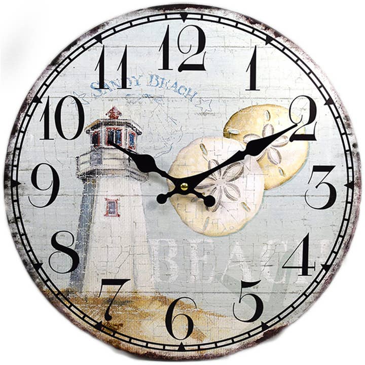 Sea Creations - Wholesale Wall clock - Lighthouse Wood Clock 13"X 13"