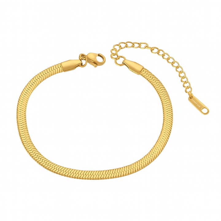 18K Verguld Herringbone Slangenarmband · Waterdicht voor wholesale door Animira Jewels