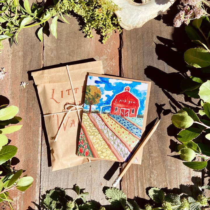 Little Salt Wagon - Vendita all'ingrosso Biglietti d'amore - Biglietto «I Pick You Barn Garden Farm Homestead»5