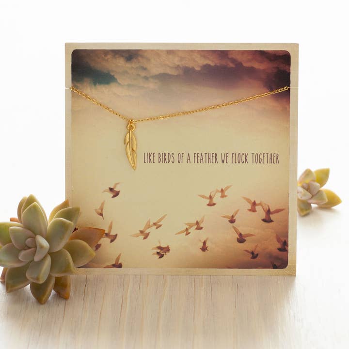 Carded Gift Necklace - Feather for wholesale by Amano Studio
