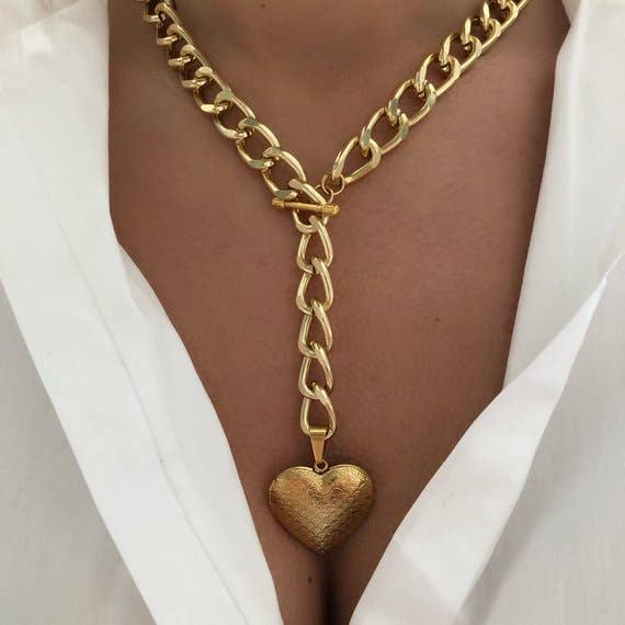 Christina Christi – Colar pingente/pendente por atacado – Colar com foto de coração dourado