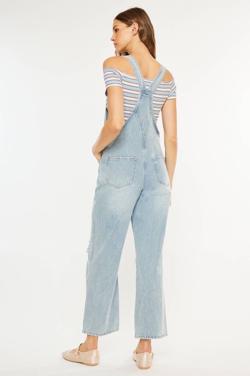 LIGHT 90s DISTRESSED DENIM OVERALL-KC1707L for wholesale on Faire6