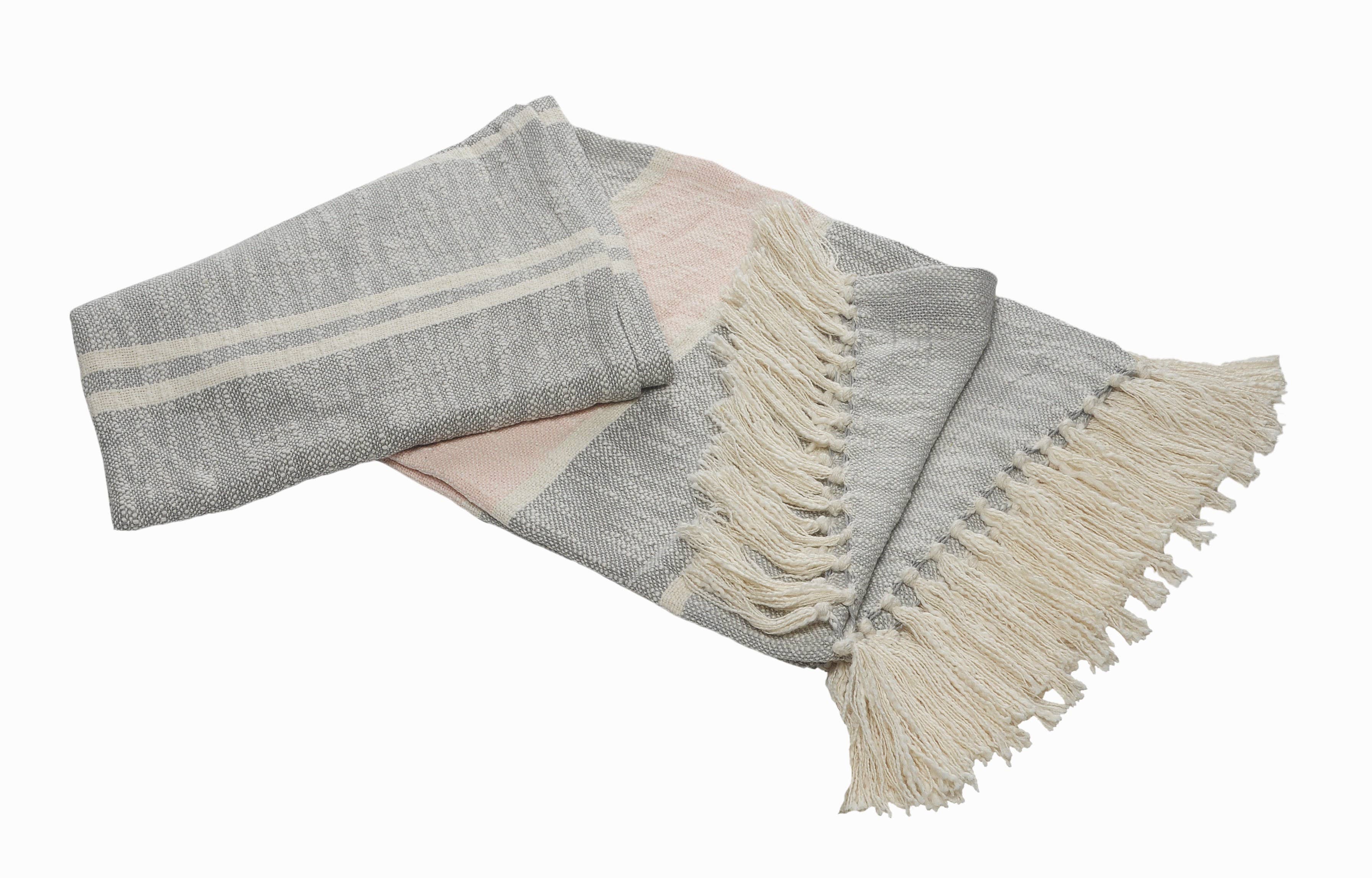 Multi Touch of Blush Striped Throw Blanket with Fringe for wholesale on Faire1