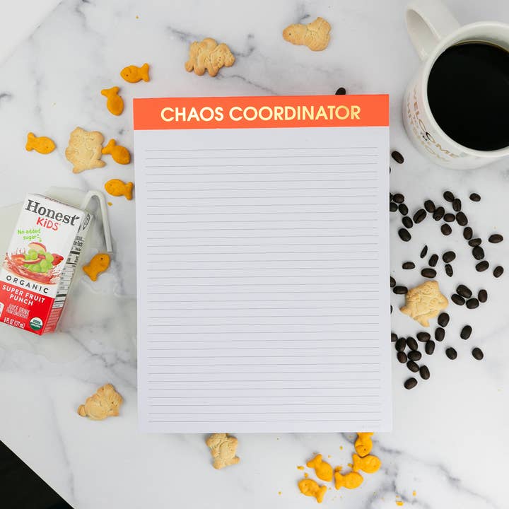 Chez Gagné - Wholesale Notepad - Chaos Coordinator - Large Memo Lined Notepad - Neon Orange - 65 perforated pages - 10x85