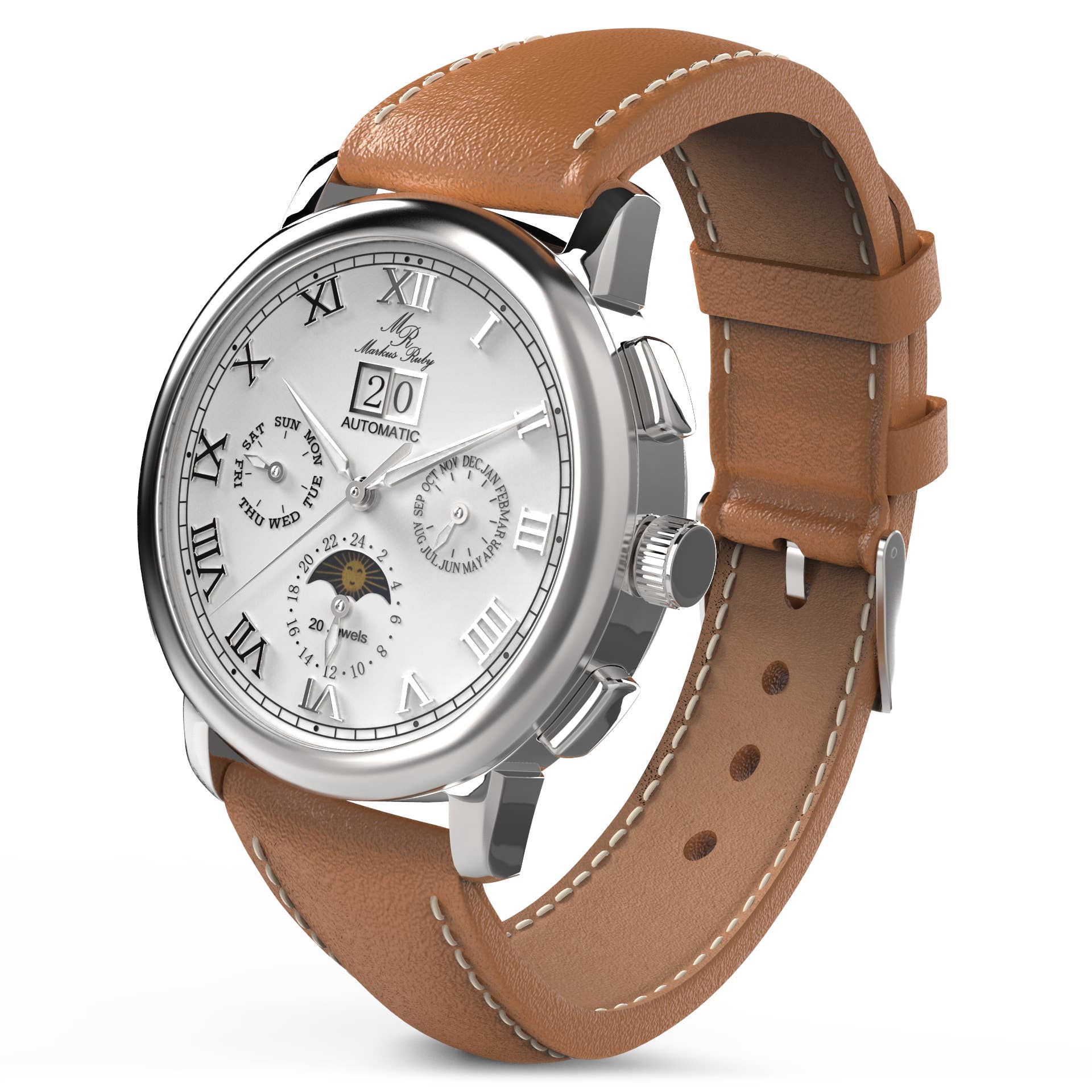 Markus Ruby - Wholesale Polshorloge - Heren - Markus Ruby Moonphase automatisch horloge4
