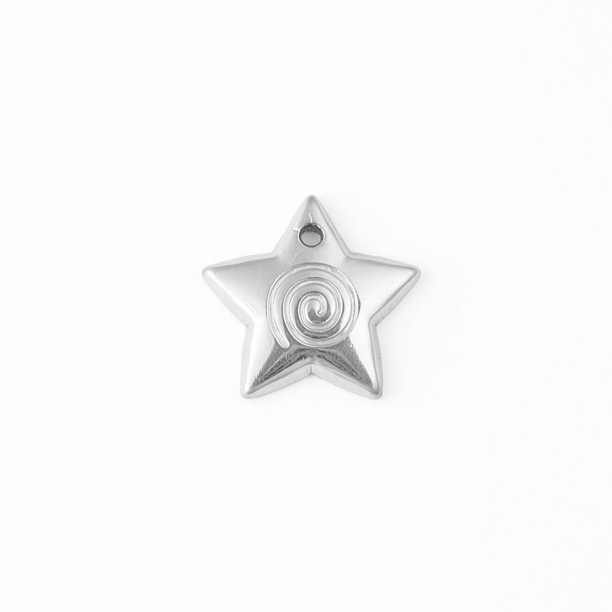 WJW - Wholesale Individual Charm/Pendant - 18K Gold PVD Stainless Steel Puffy Star Charm3