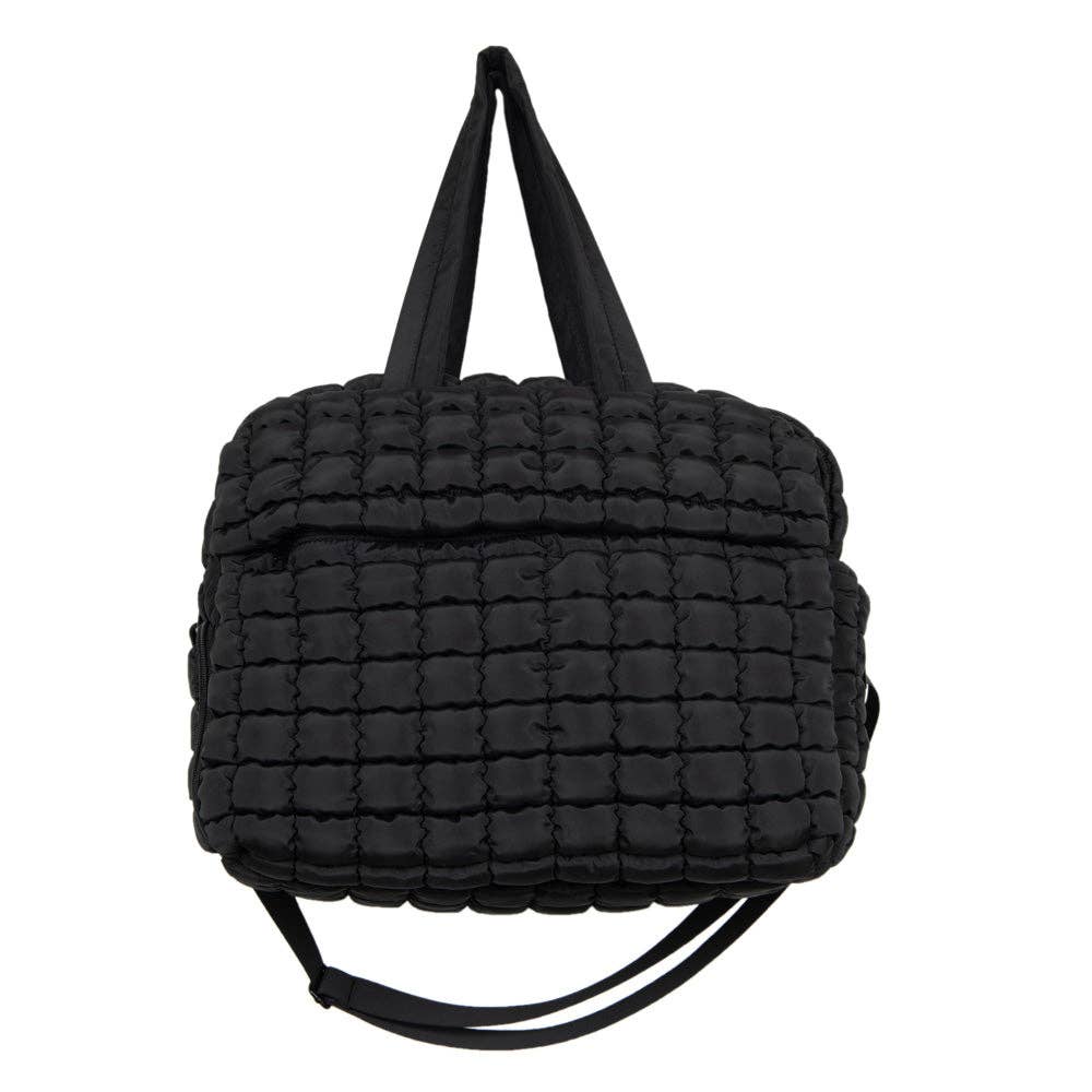 Black Quilted Duffel Weekender Bag w/ Pass-Thru Slip for wholesale on Faire2