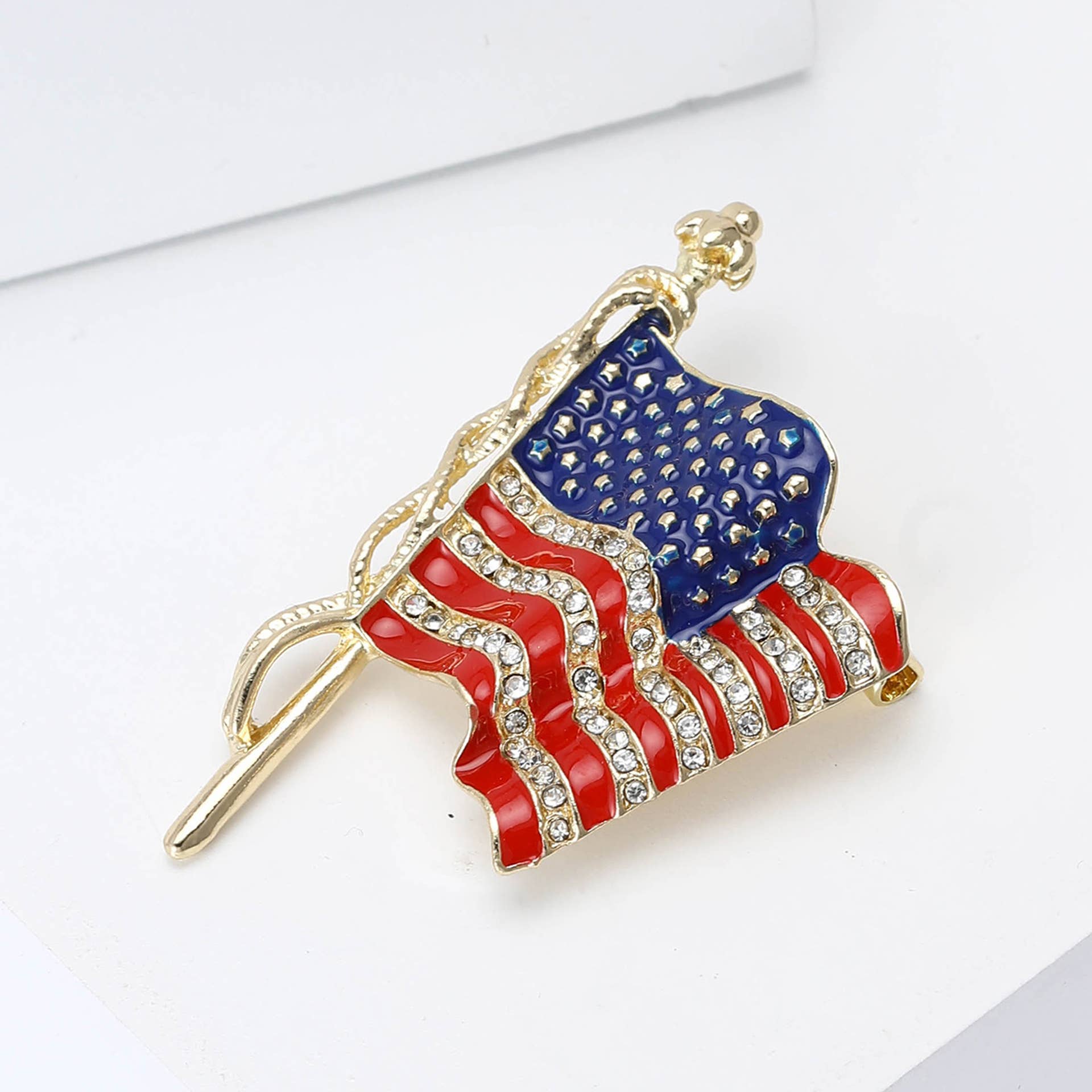 Tourtiwi - Wholesale Brooch - Alloy Enamel Rhinestone American Flag Brooch3