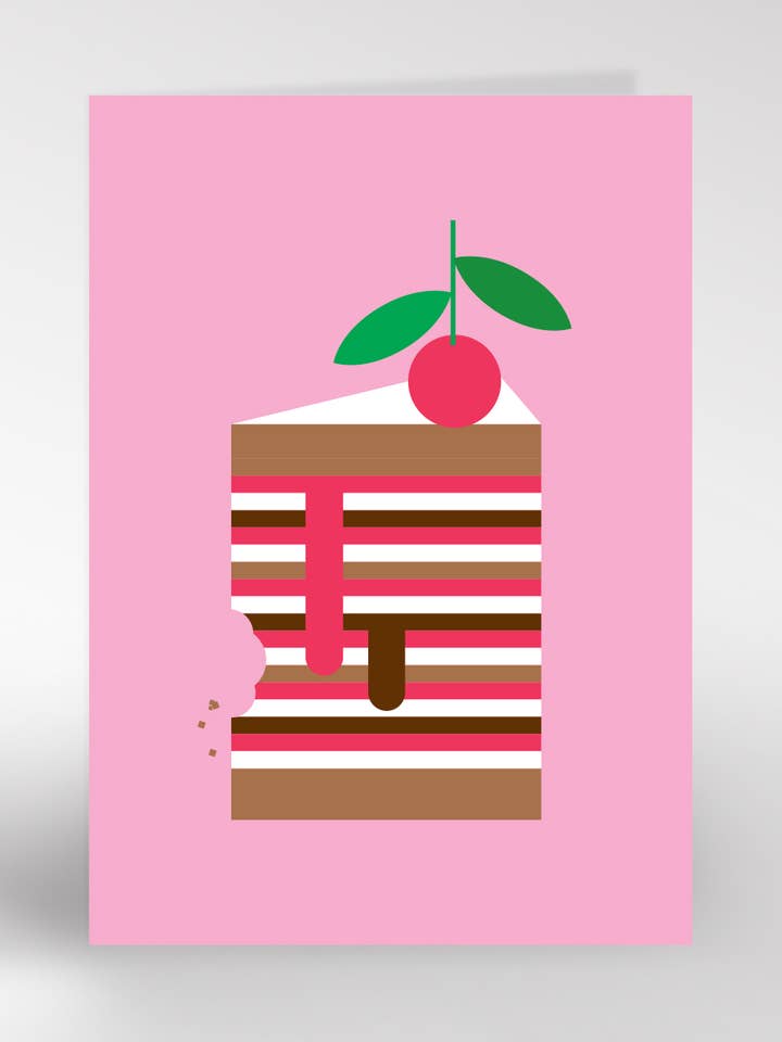 338 Kirschkuchen-Geburtstagskarte für den Großhandel von Dicky Bird
