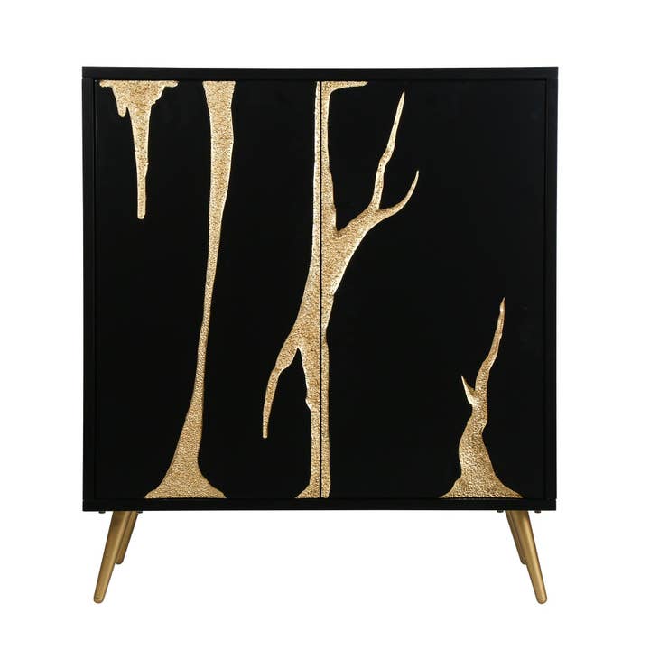 Nexelva Black Gold Accent Cabinet with 2 Doors for wholesale by Belles Lighting