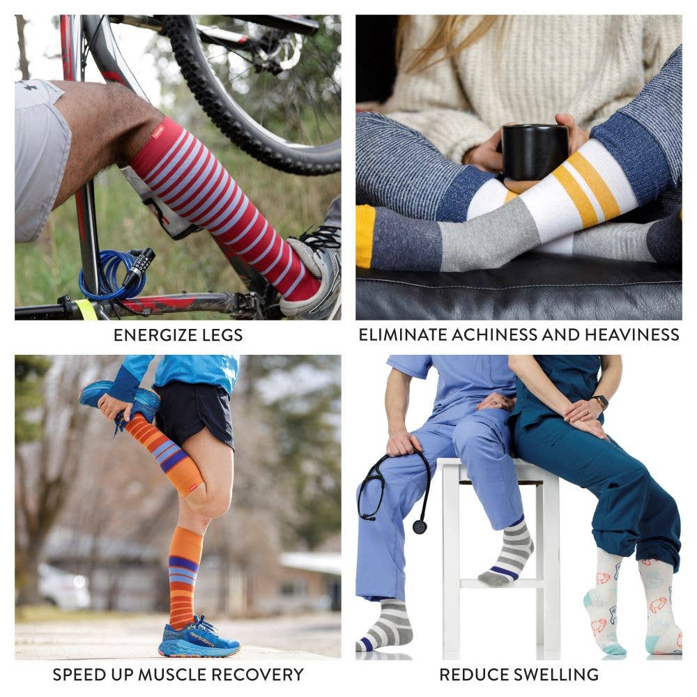 Navy 30-40 mmHg Cotton Compression Socks: Heathered Collection for wholesale on Faire6