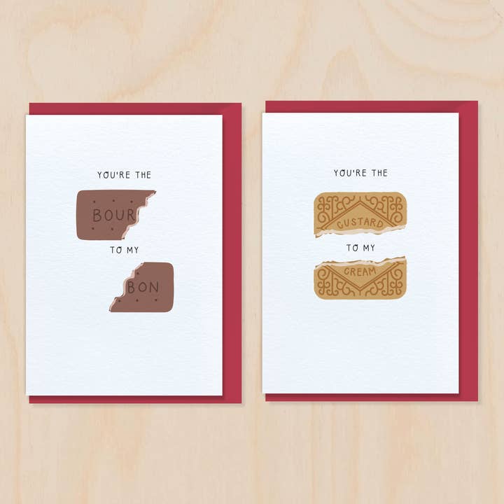 Two For Joy Illustration - Wholesale Valentine's Day Card - You're the Custard to my Cream Biscuit Valentine's Day Card2