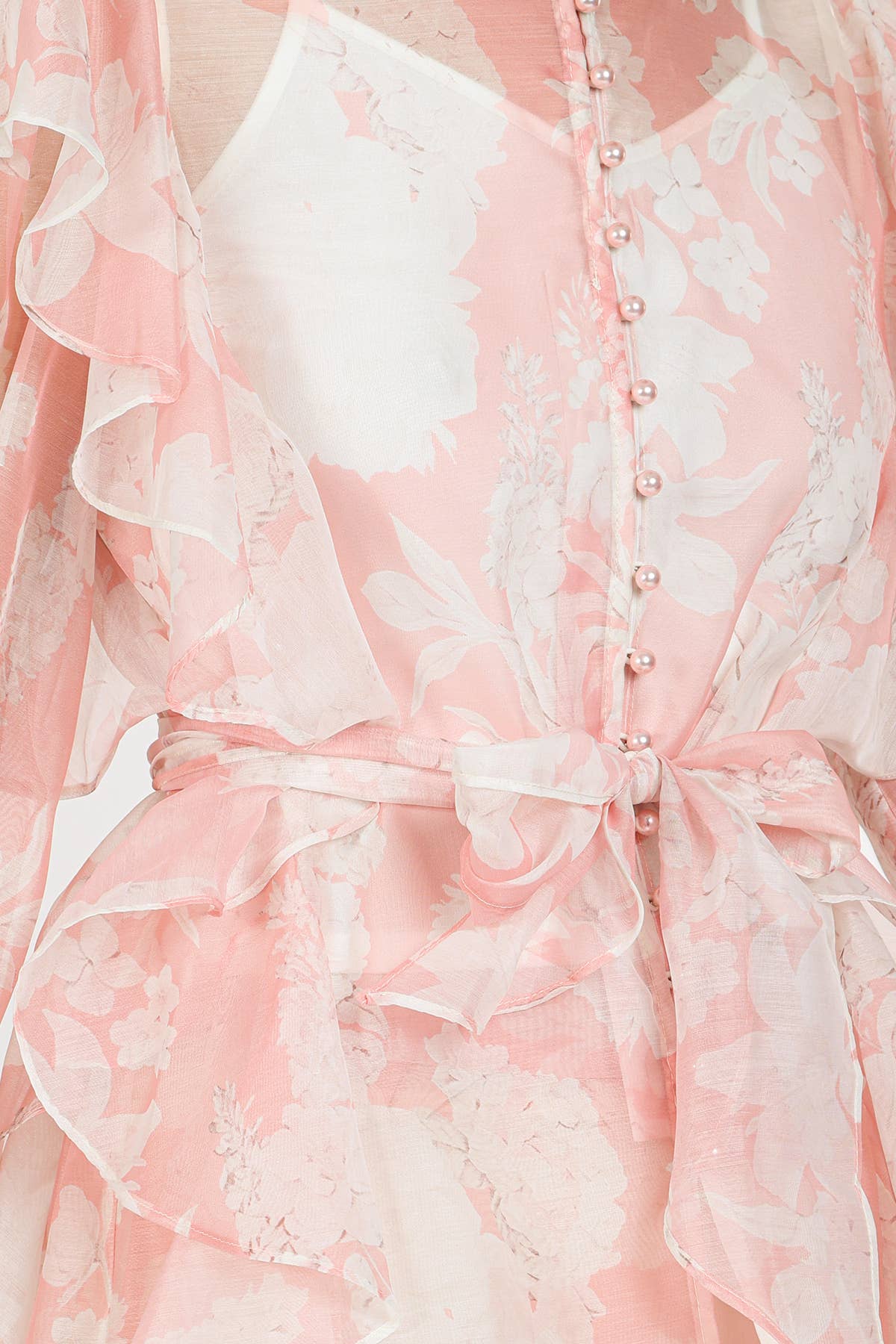 Beulah Style - Wholesale Top & Skirt Set - Women's - Floral Print Sheer Ruffled Top & Maxi Skirt QC62826