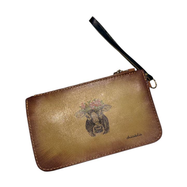 Hand Painted Leather Large Wallet Dear for wholesale by CRETE TRADING INC