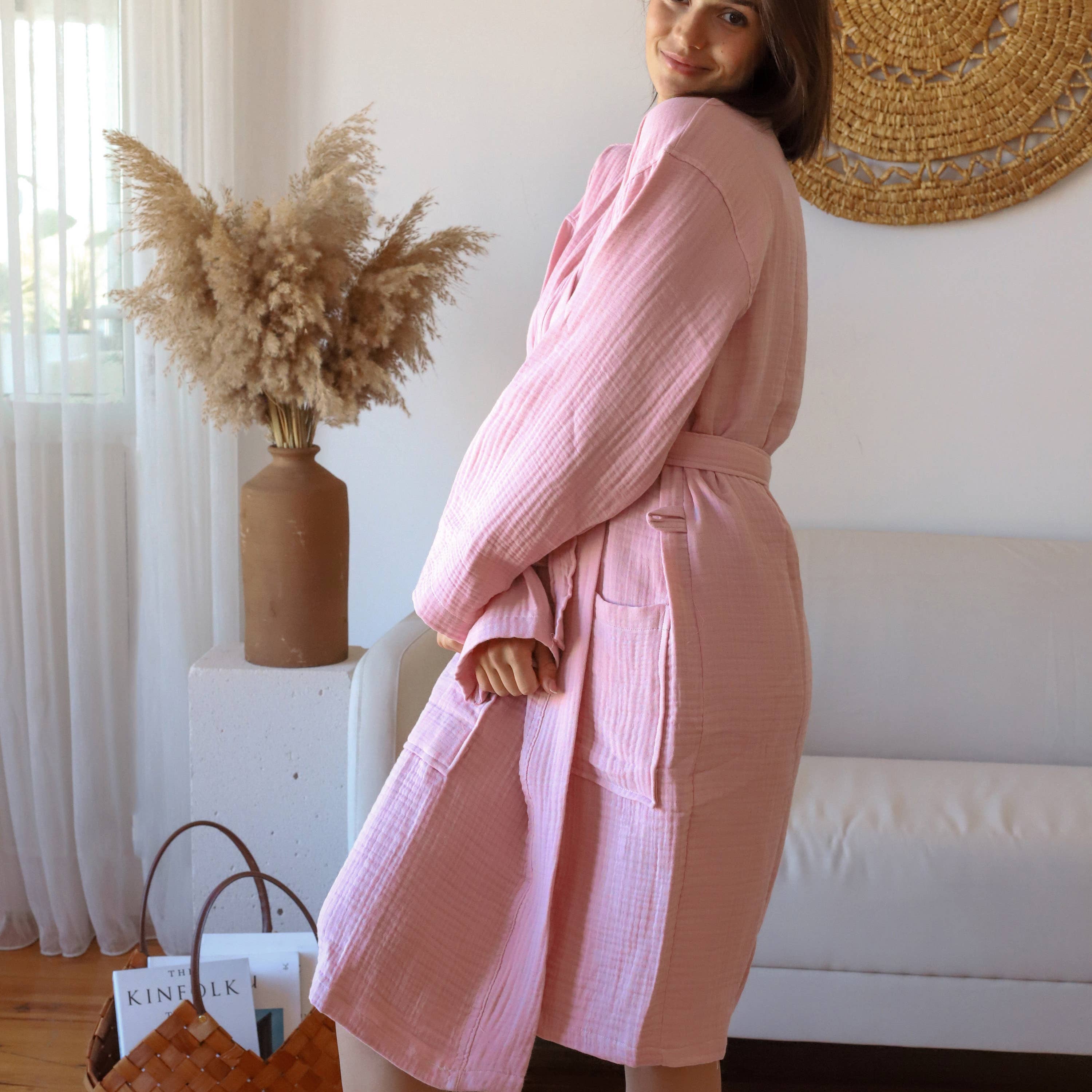 Vivamaison - Wholesale Robe - Unisex - Luxury 4 Layer Muslin Bathrobe, Natural Cotton Spa Comfort18