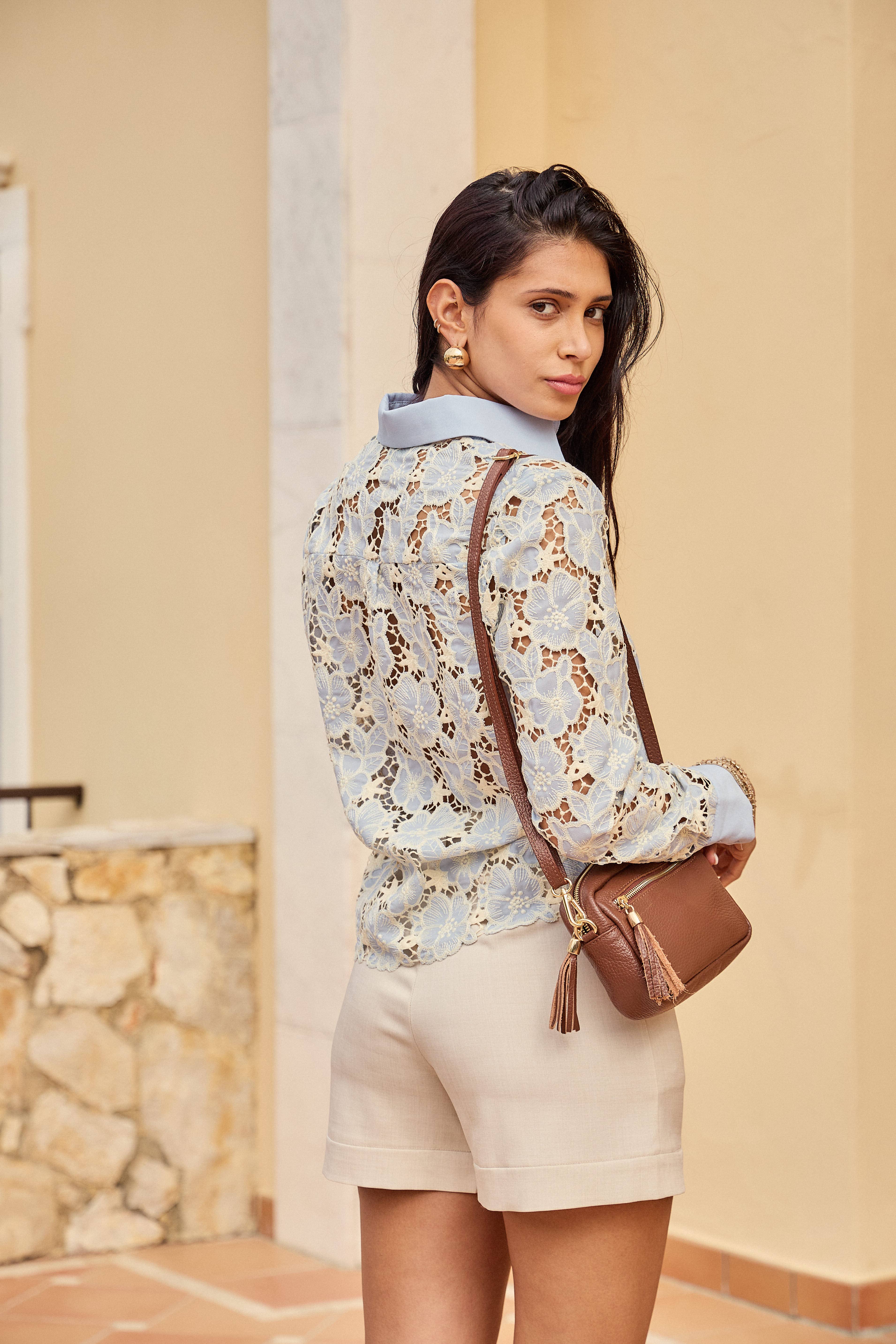 LULUMARY - Vente Chemise à col boutonné – femme - Chemise en dentelle CH36223