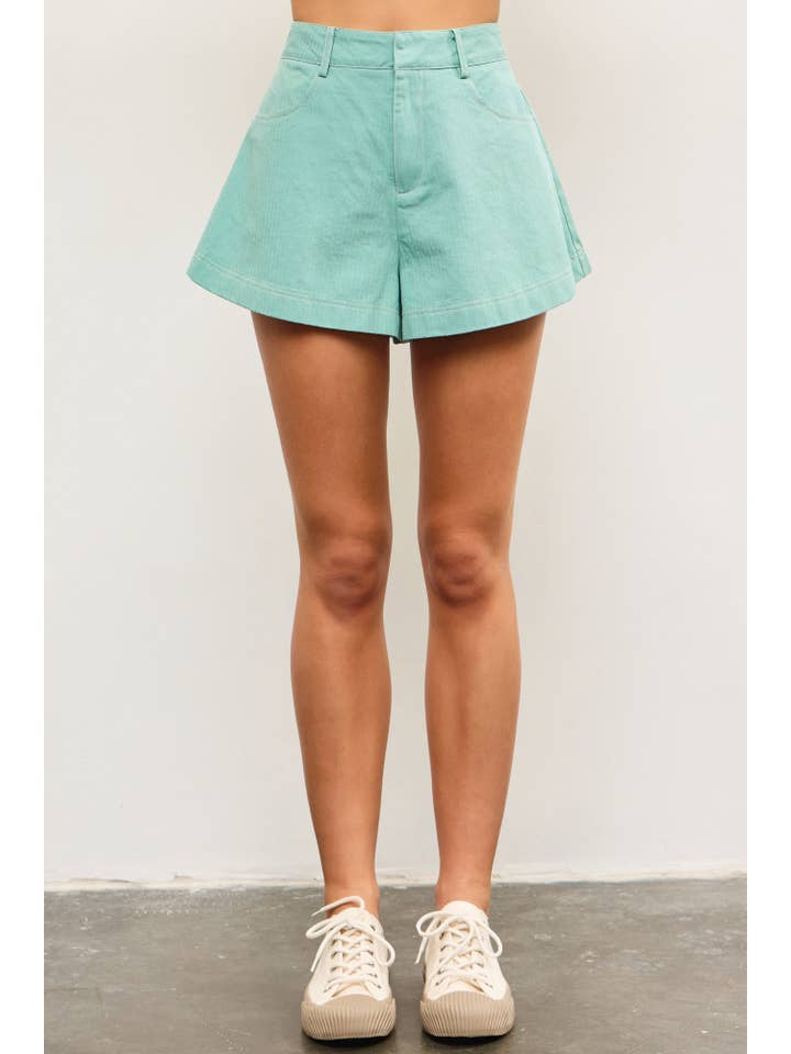 Mustard Seed - Wholesale Shorts - Women's - BACK ELASTIC WAISTBAND STITCH DETAIL SKIRTY SHORT PANTS