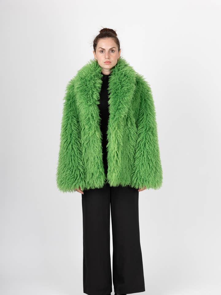 SHORT COAT IN MONGOLIAN FAUX FUR for wholesale by KZELL PARIS