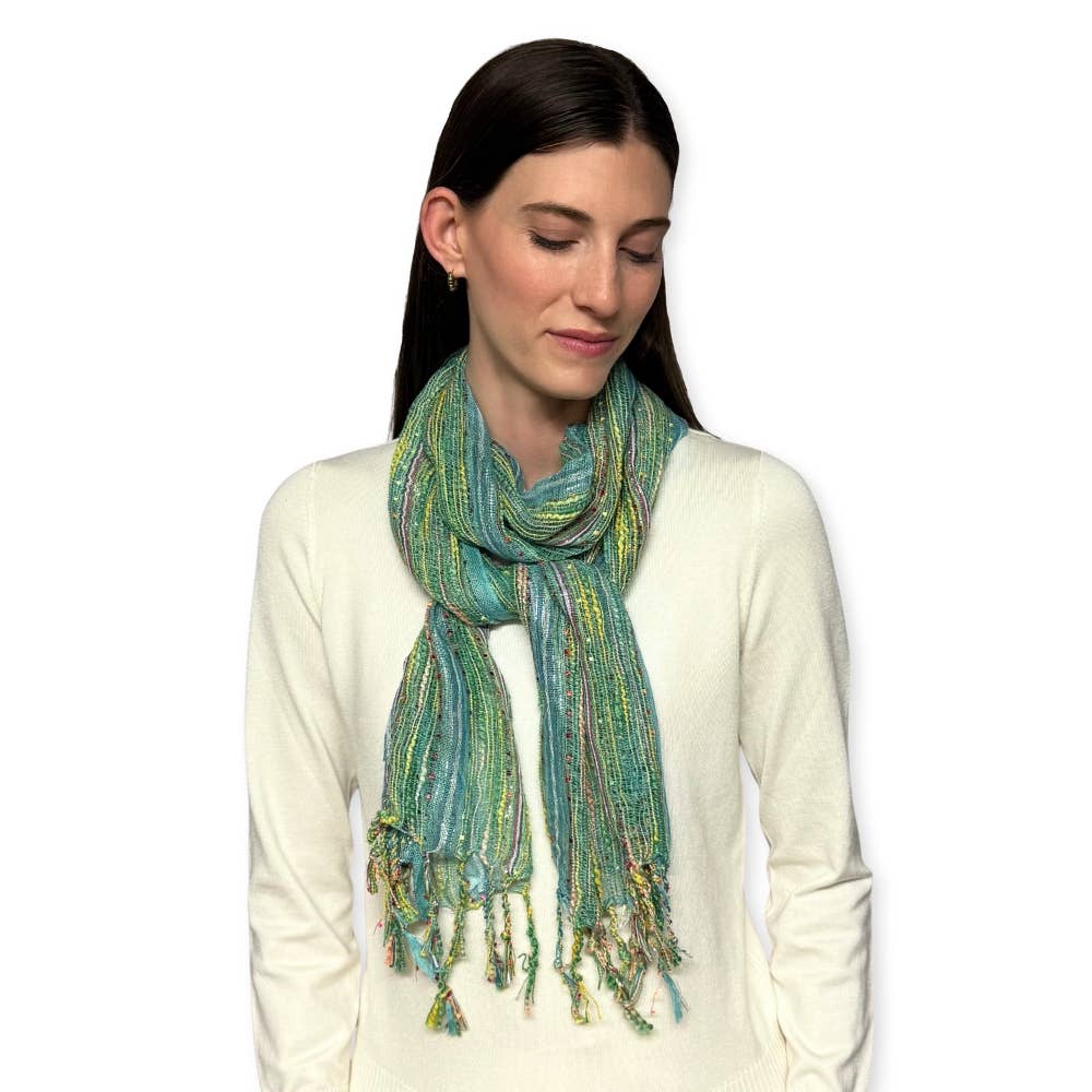 Humble Hilo – wholesale Scarf – Women's – Humble Hilo Multicolored Thread Artisan Scarf127