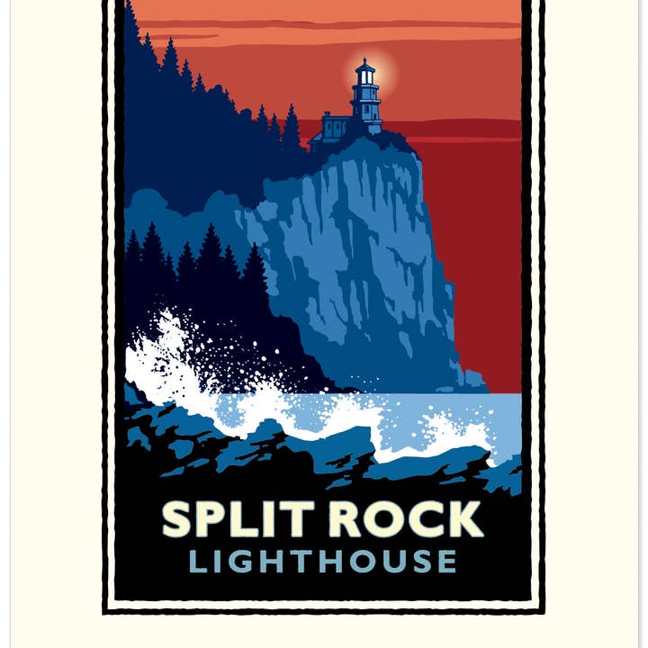 Landmark MN | Split Rock Lighthouse Red Weather North Shore Art Print for wholesale by Legendary Landmark Art Prints