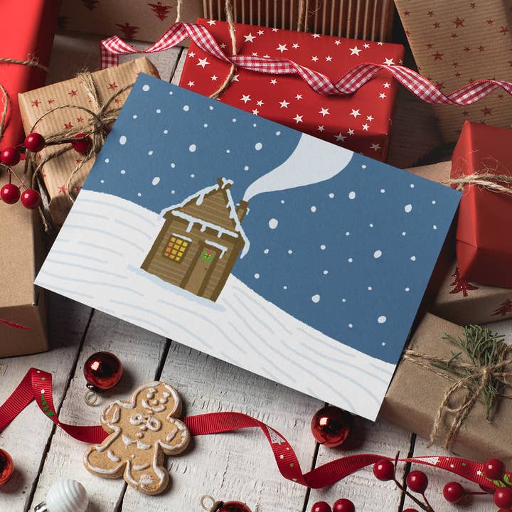 Cozy Cabin julekort for engroshandel hos Penrith Stationers