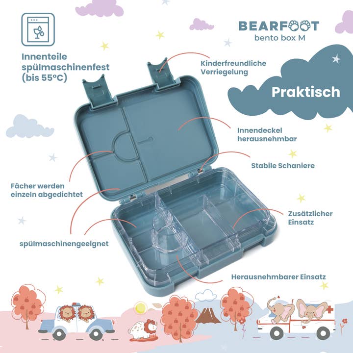 BEARFOOT - Wholesale Broodtrommel/lunchdoos - Kinderen - Lunchbox voor kinderen met vakken, lunchbox, bentobox, brandweer
