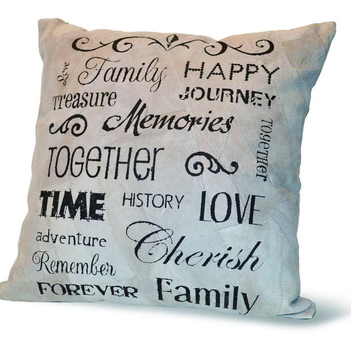 Recycled Leather Pillow : Family, Color Camel for wholesale by Mad Style