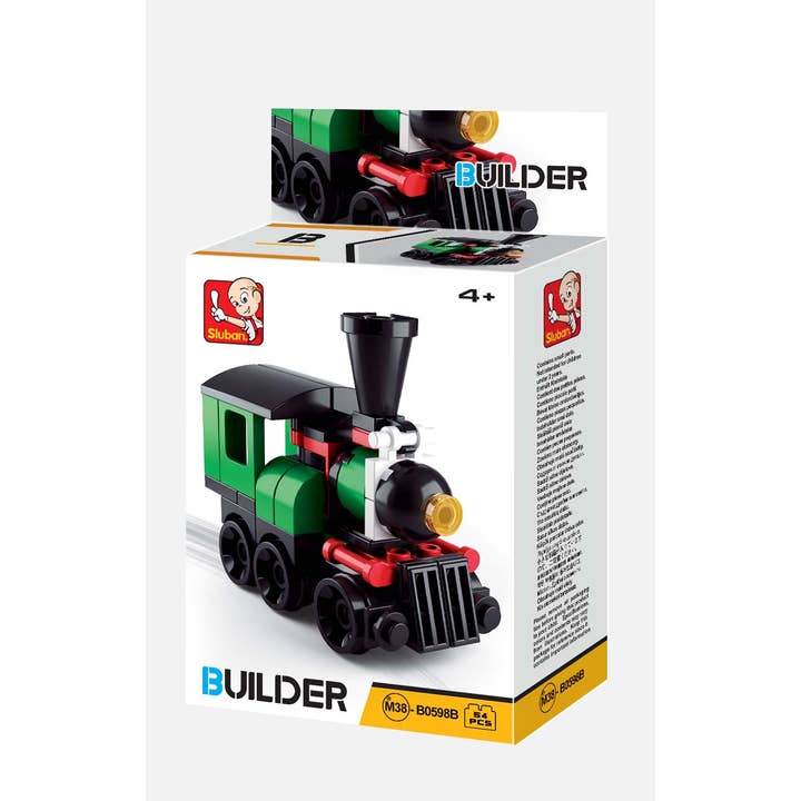 Texas Toy Distribution - Wholesale Building Set - Kids - Green Train Engine Building Brick Kit (54 Pcs)