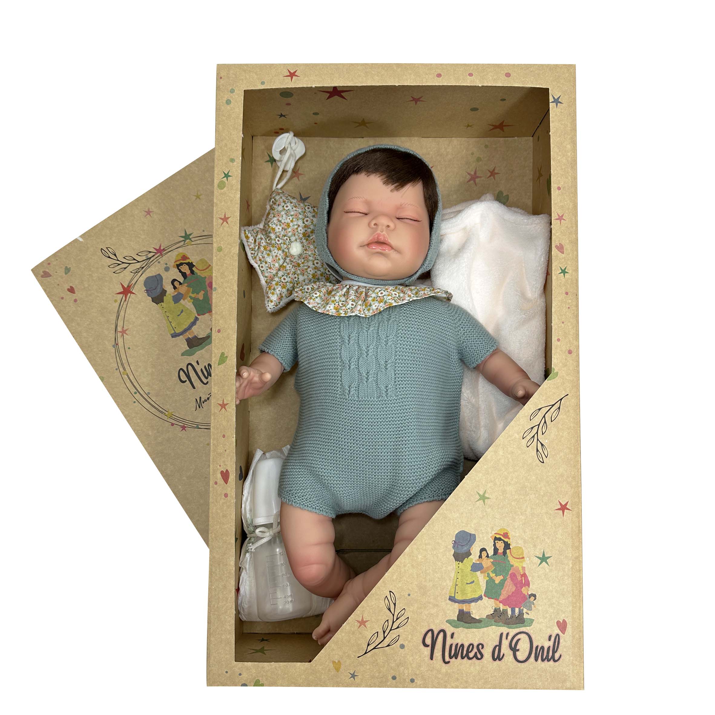 Nines Artesanals d'Onil Dolls - Vente Poupée – enfant - POUPÉE SANDRA PREMIUM REBORN VERTE YEUX FERMÉS14